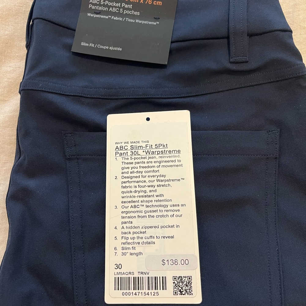 lululemon athletica Men’s Navy ABC Slim Fit Pant